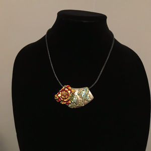 Chico's Leather Necklace with Endamel Style Pendan